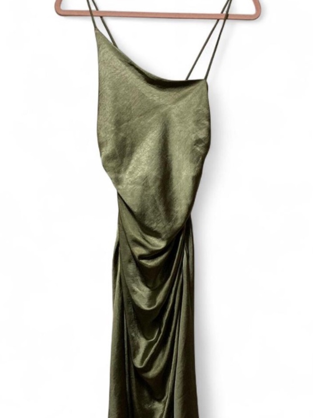 Line & Dot Olive Slip Dress with Cowl Neck